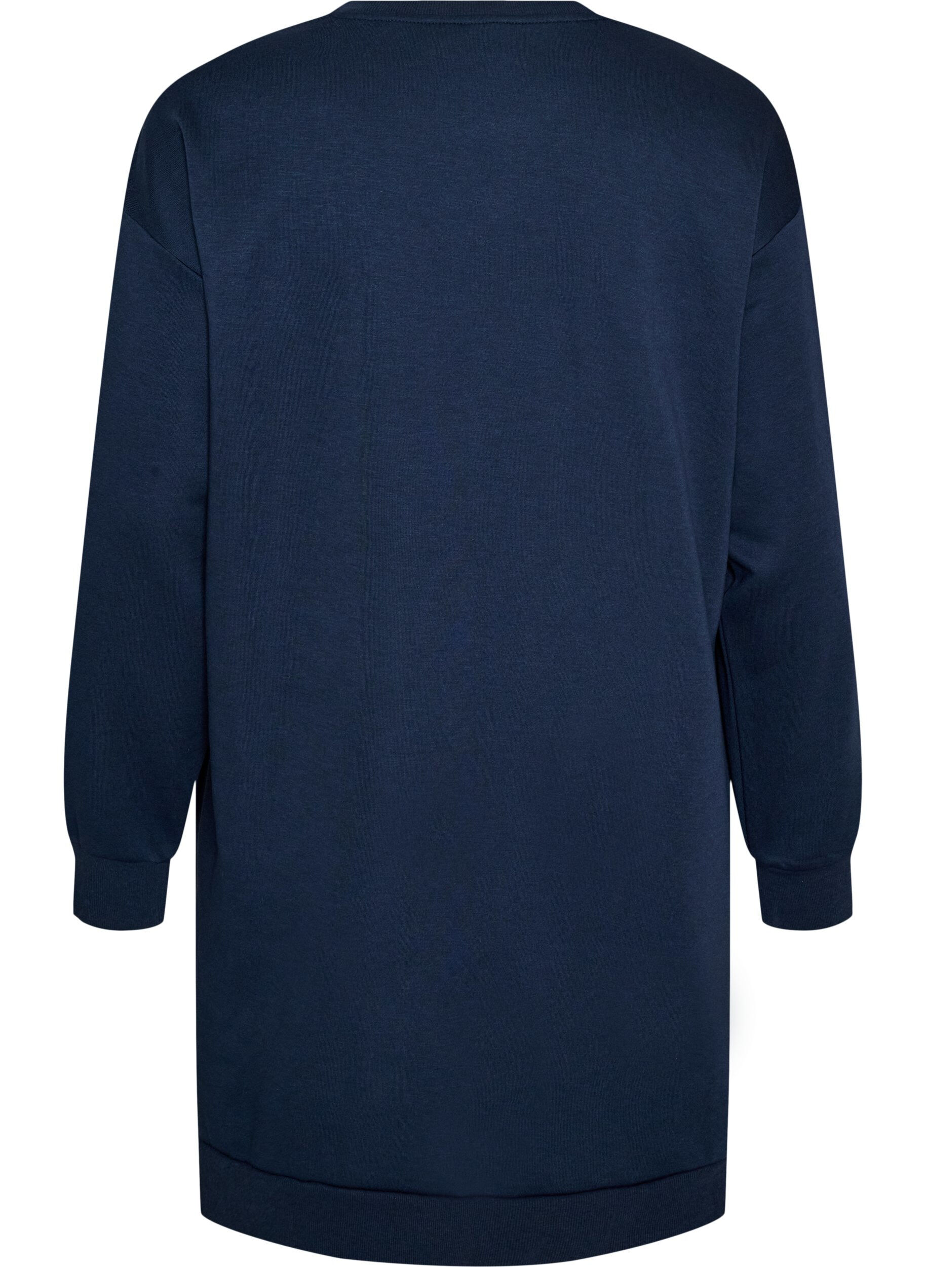 ZizziLosse sweatshirtjurk met zakken, Blauw, Packshot image number 1