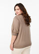 Gebreide blouse met korte mouwen en kleine strikken, Beige, Model image number 2