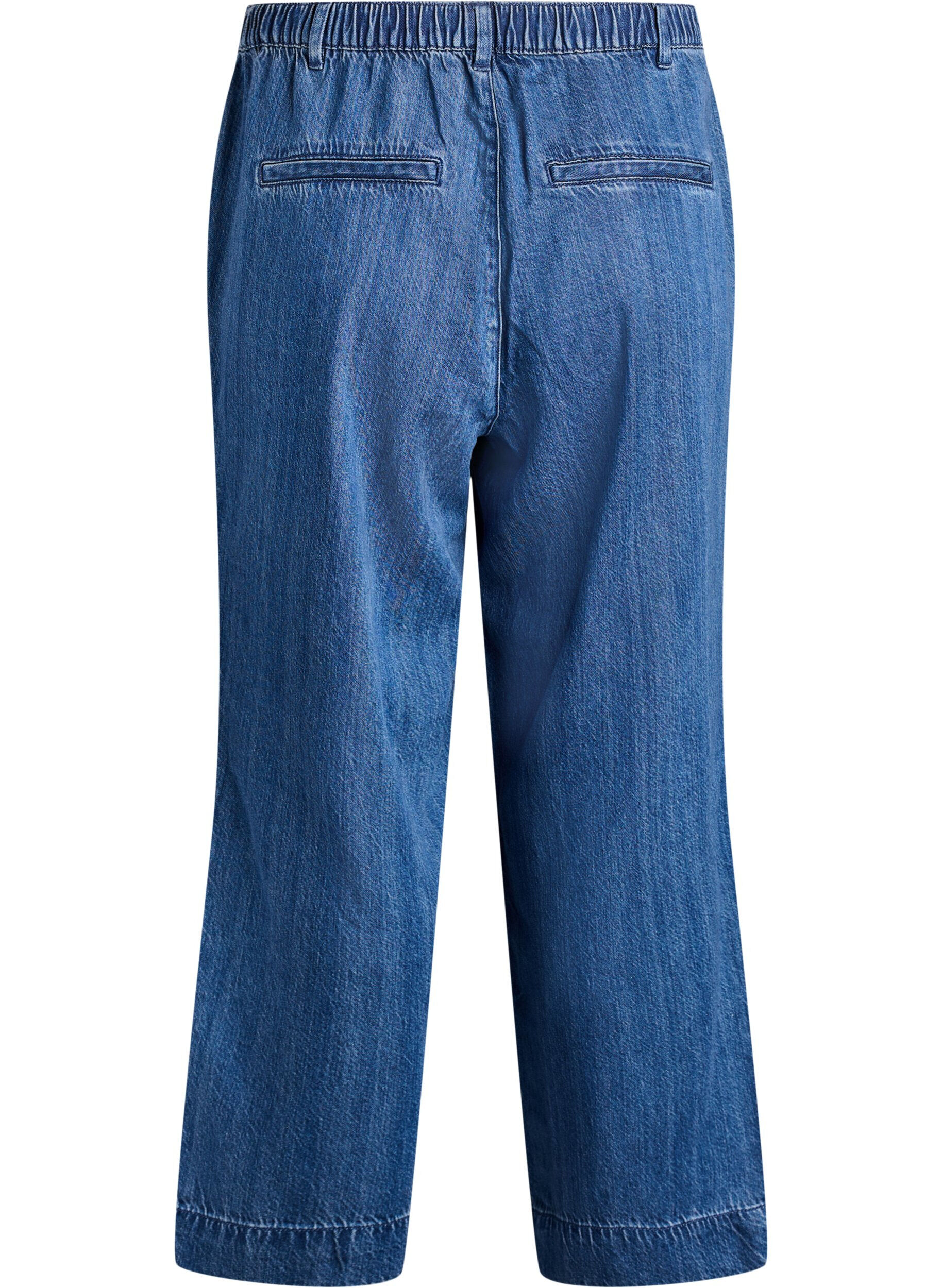 Zizzi Brede jeans met een elastische tailleband, Blauw, Packshot image number 1