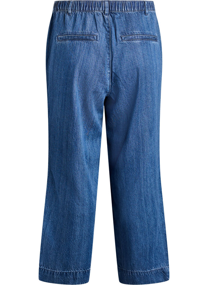 Brede jeans met een elastische tailleband, Blauw, Packshot image number 1
