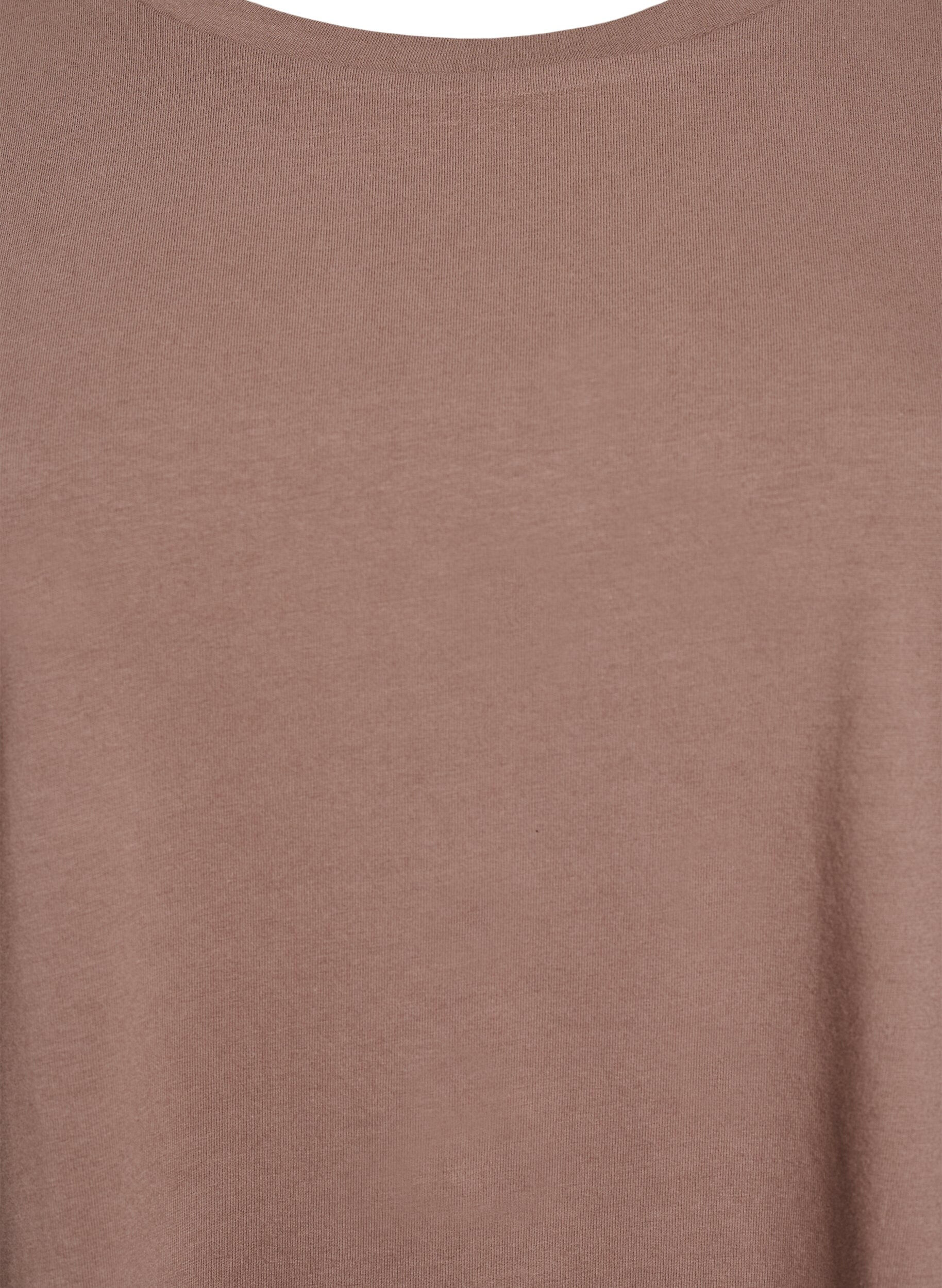 Zizzi Basic jersey top met lange mouwen, Bruin, Packshot image number 2