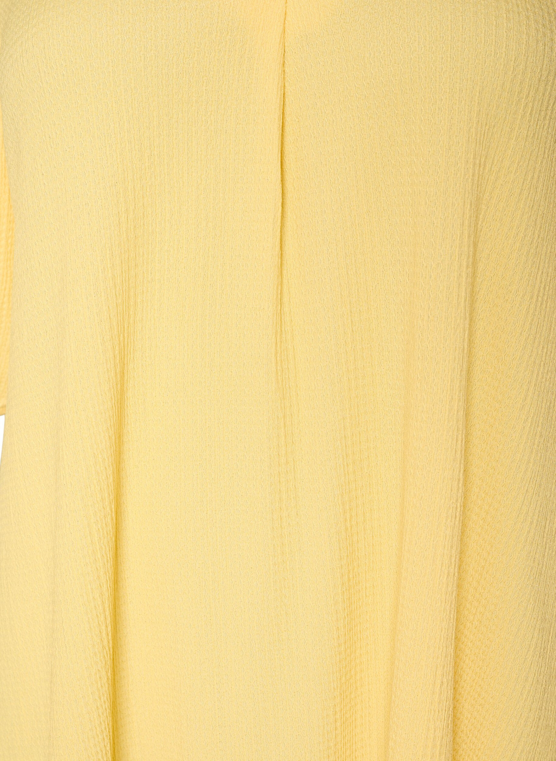 ZizziMidijurk met V-hals en textuur, Geel, Packshot image number 2