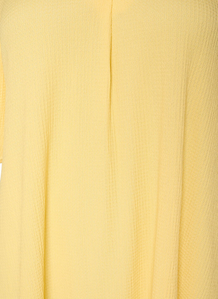 Midijurk met V-hals en textuur, Geel, Packshot image number 2