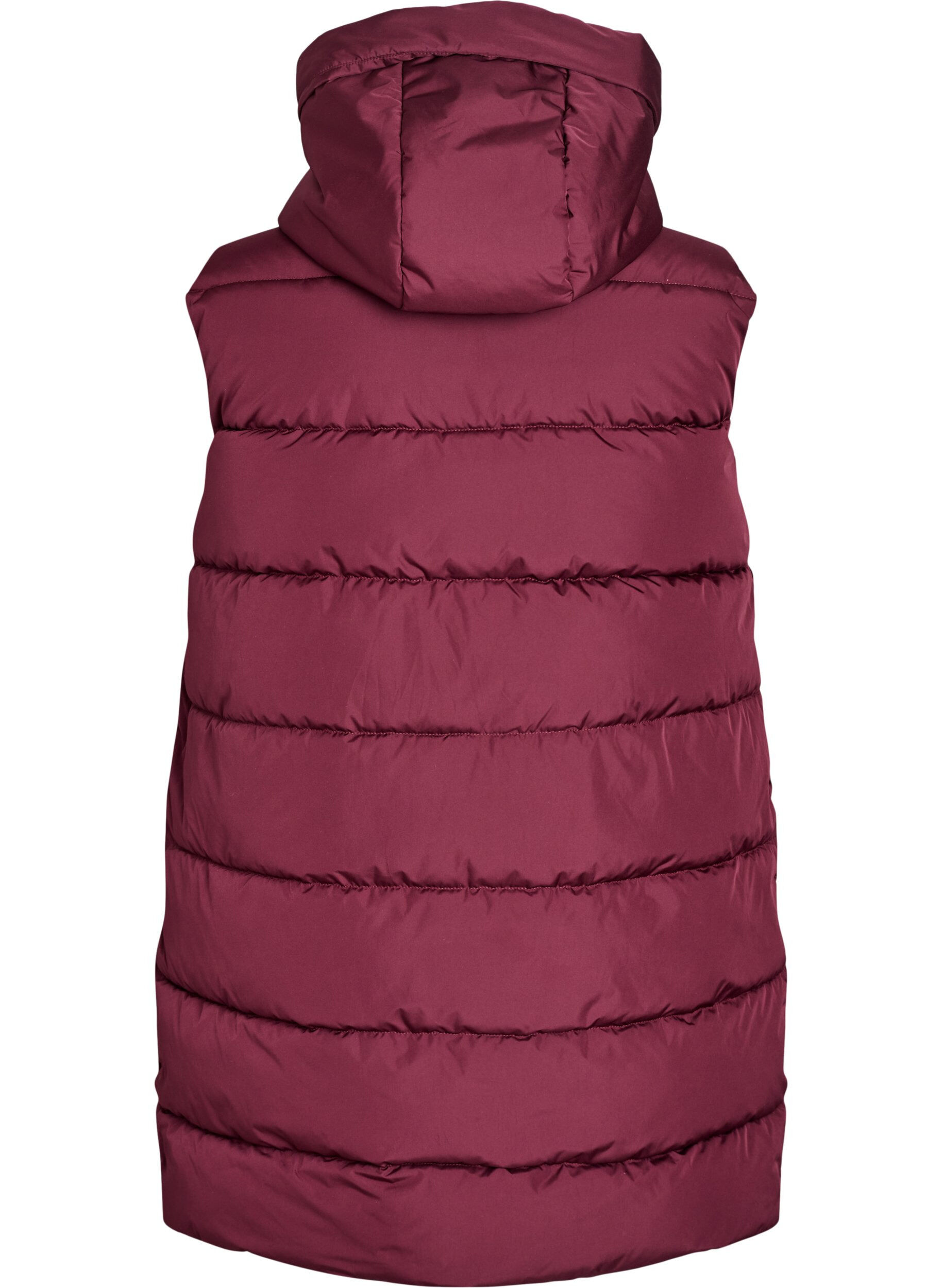 Zizzi Lange vest met capuchon en zakken, Rood, Packshot image number 1