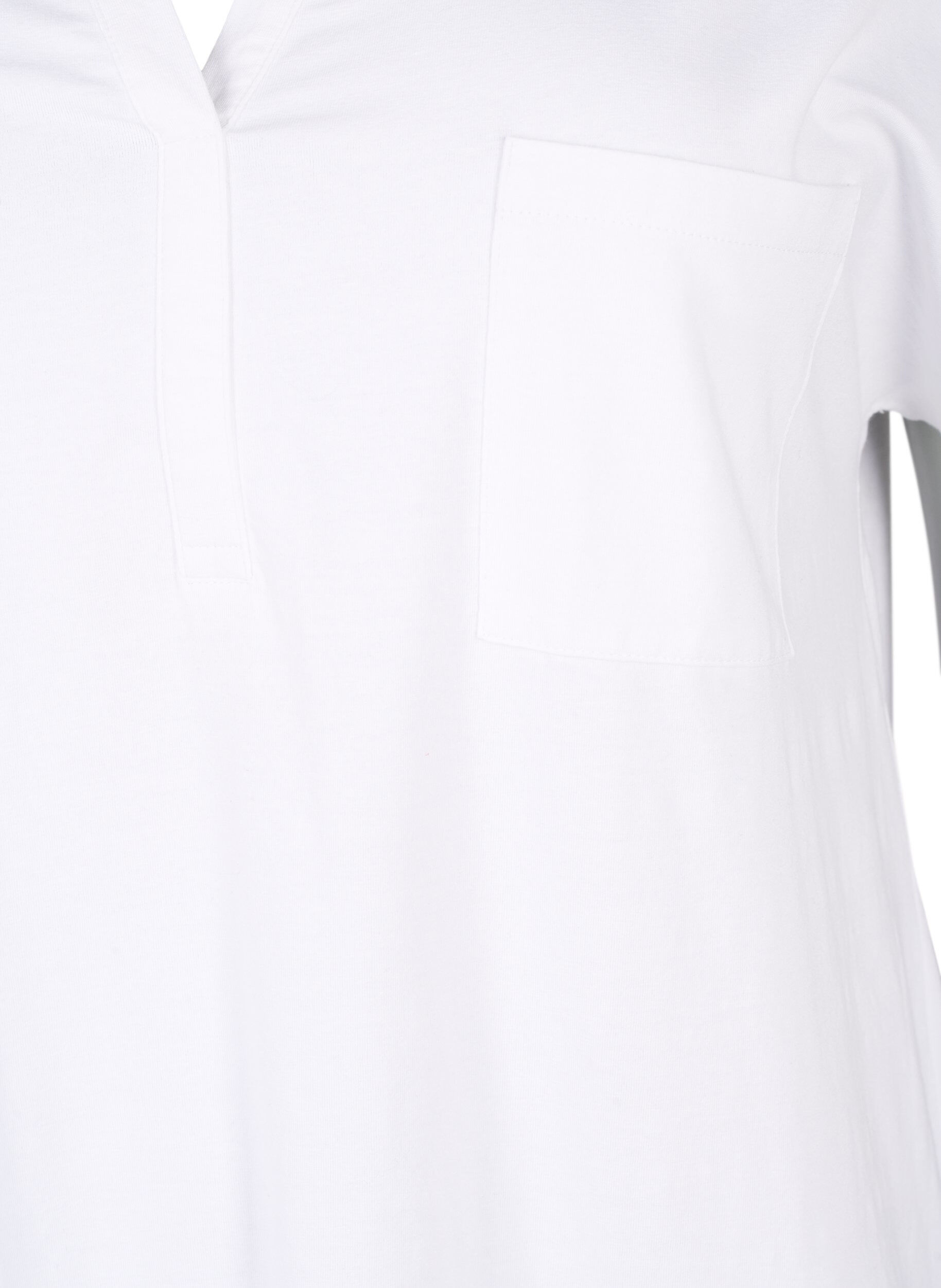 Zizzi T-shirt met V-hals en borstzakje, Bright White, Packshot image number 2