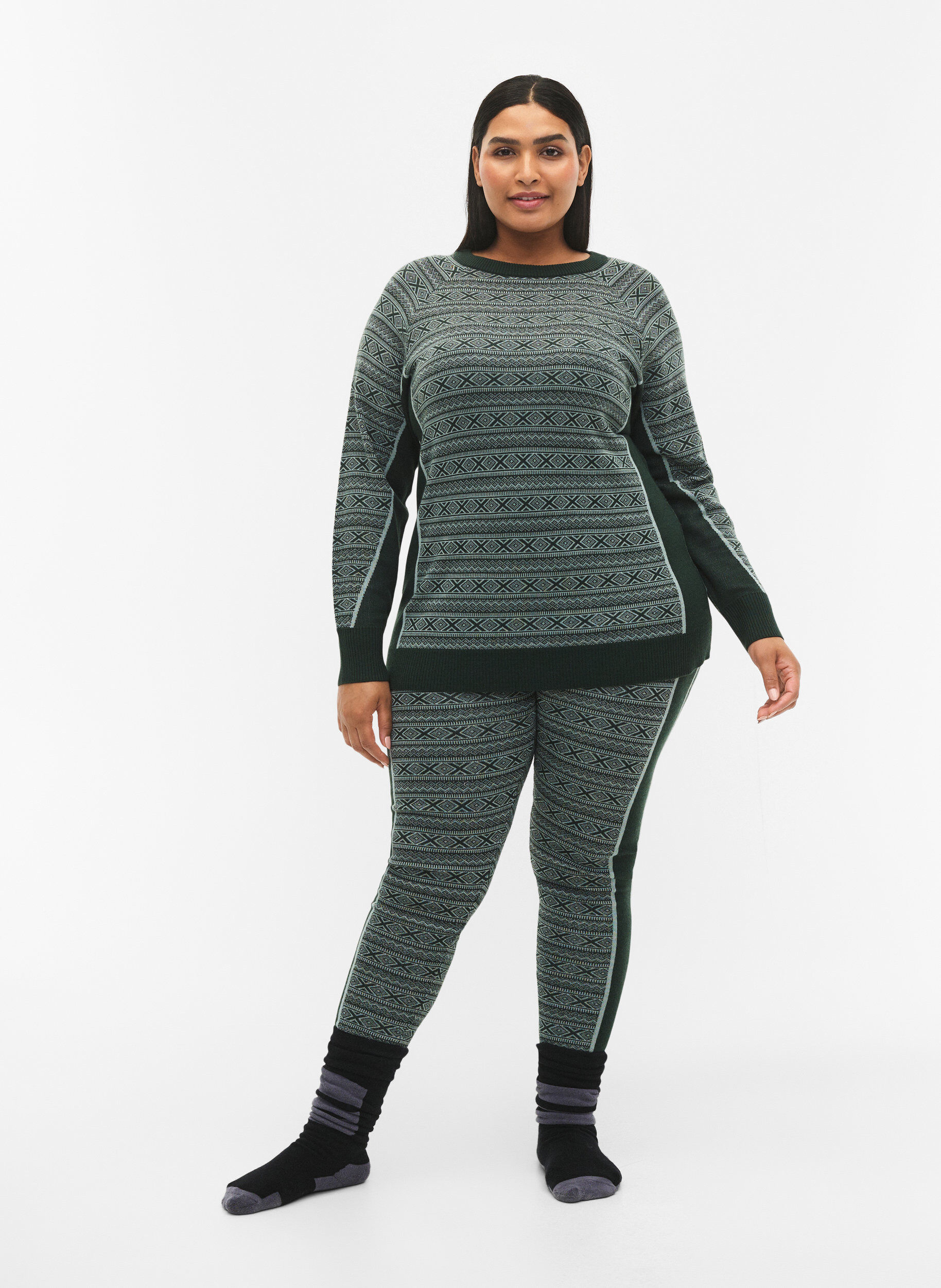 Zizzi Wollen ski-onderbroek, Deep Lake Comb, Model image number 0