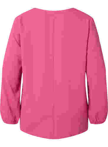 Effen blouse met v-hals, Shocking Pink, Packshot image number 1
