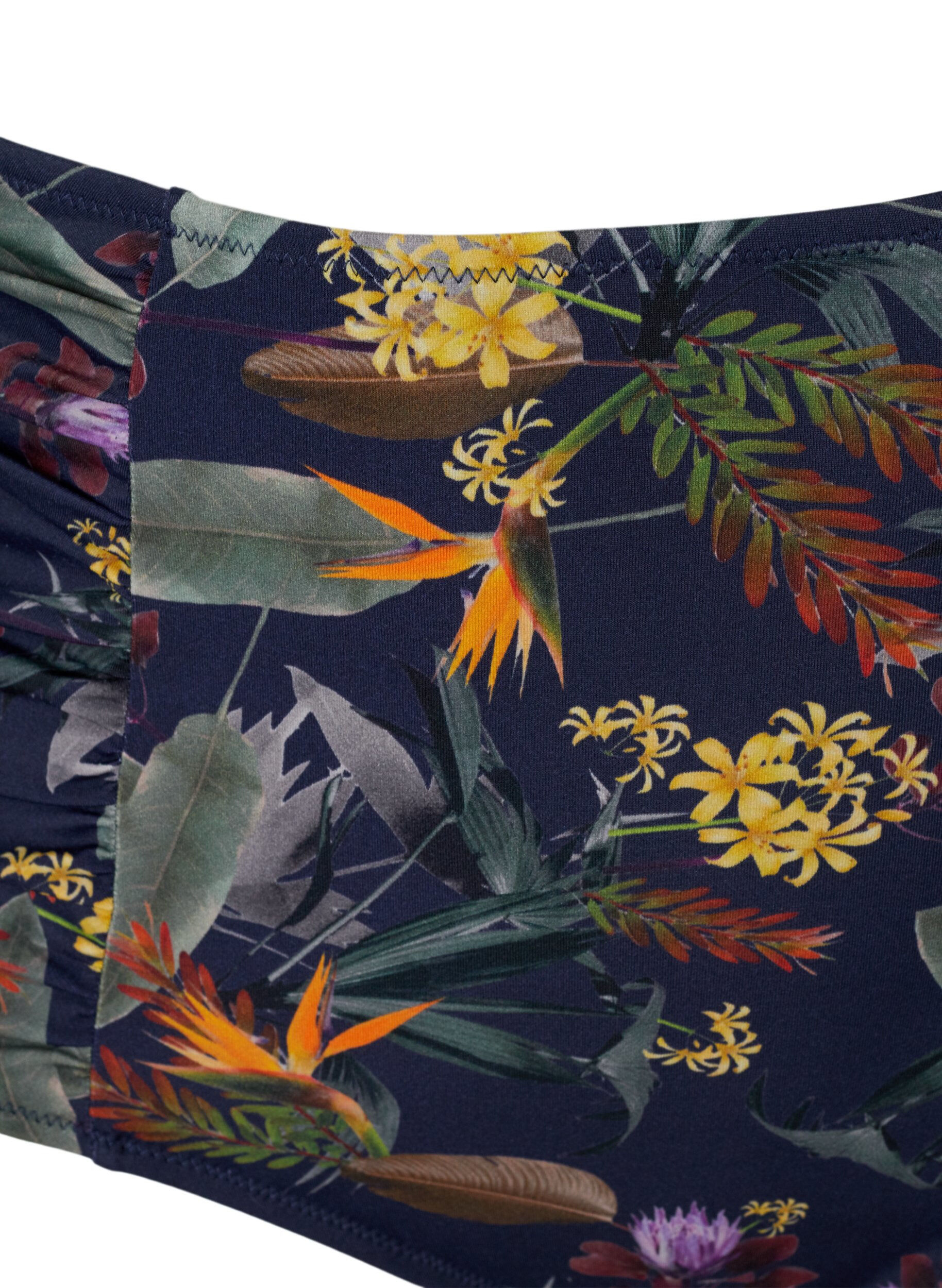 Zizzi Bikinibroekje met hoge taille en bloemenprint, Night Sky Flower, Packshot image number 2