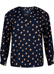 FLASH - Blouse met lange mouwen en print, Blue Double Dot