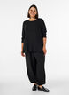 Jersey blouse met geribde structuur en lange mouwen, Zwart, Model image number 1
