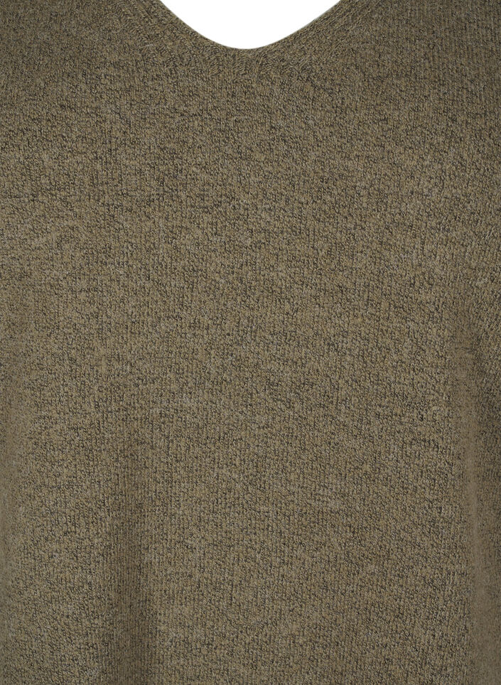 Gebreide blouse met V-hals, Dusky G. Black Mel., Packshot image number 2