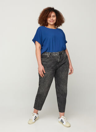 Cropped mom fit Mille jeans met losse pasvorm, Grey Denim 4, Model image number 0