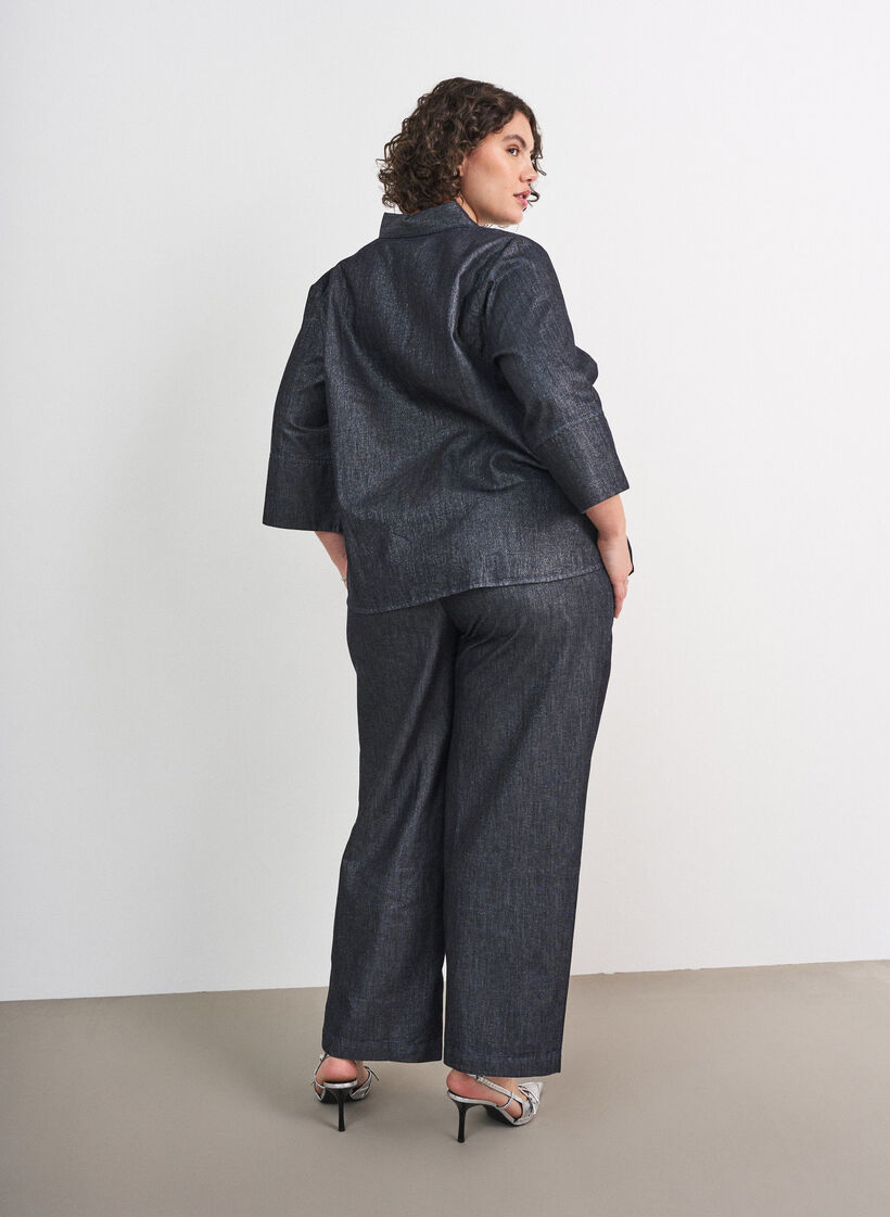 Straight-fit jeans met glitterdraad, Grijs, Model image number 1