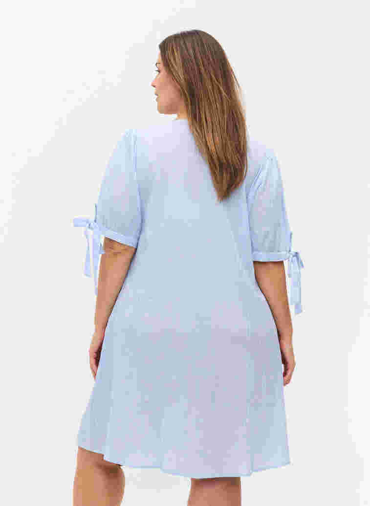 Gestreepte blouse jurk in katoen, Blue Stripe, Model image number 1