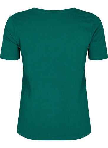 Basic t-shirt in effen kleur met katoen, Evergreen, Packshot image number 1