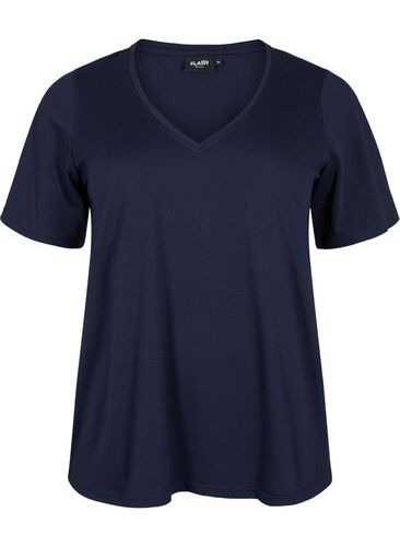 	 FLASH - 2-pack v-hals t-shirts, Navy Blazer/Black, Packshot image number 2