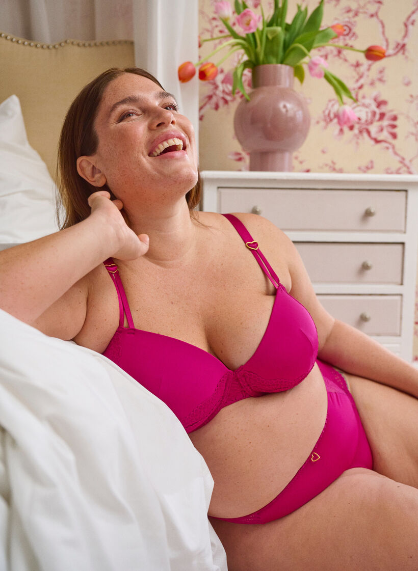 Microfiber Braziliaanse slip met kanten details, Boysenberry, Image image number 0