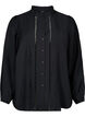 Viscose overhemdblouse met rucheskraag, Black, Packshot image number 0