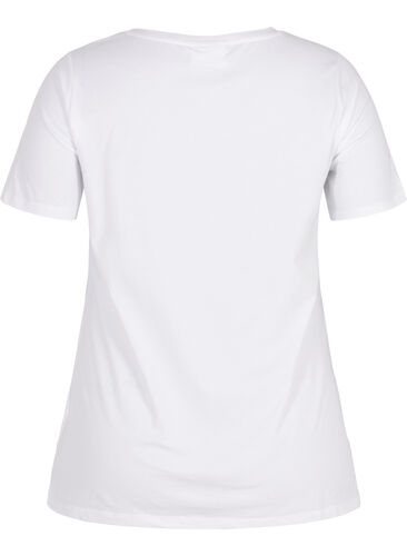 Basic t-shirt in effen kleur met katoen, Bright White, Packshot image number 1