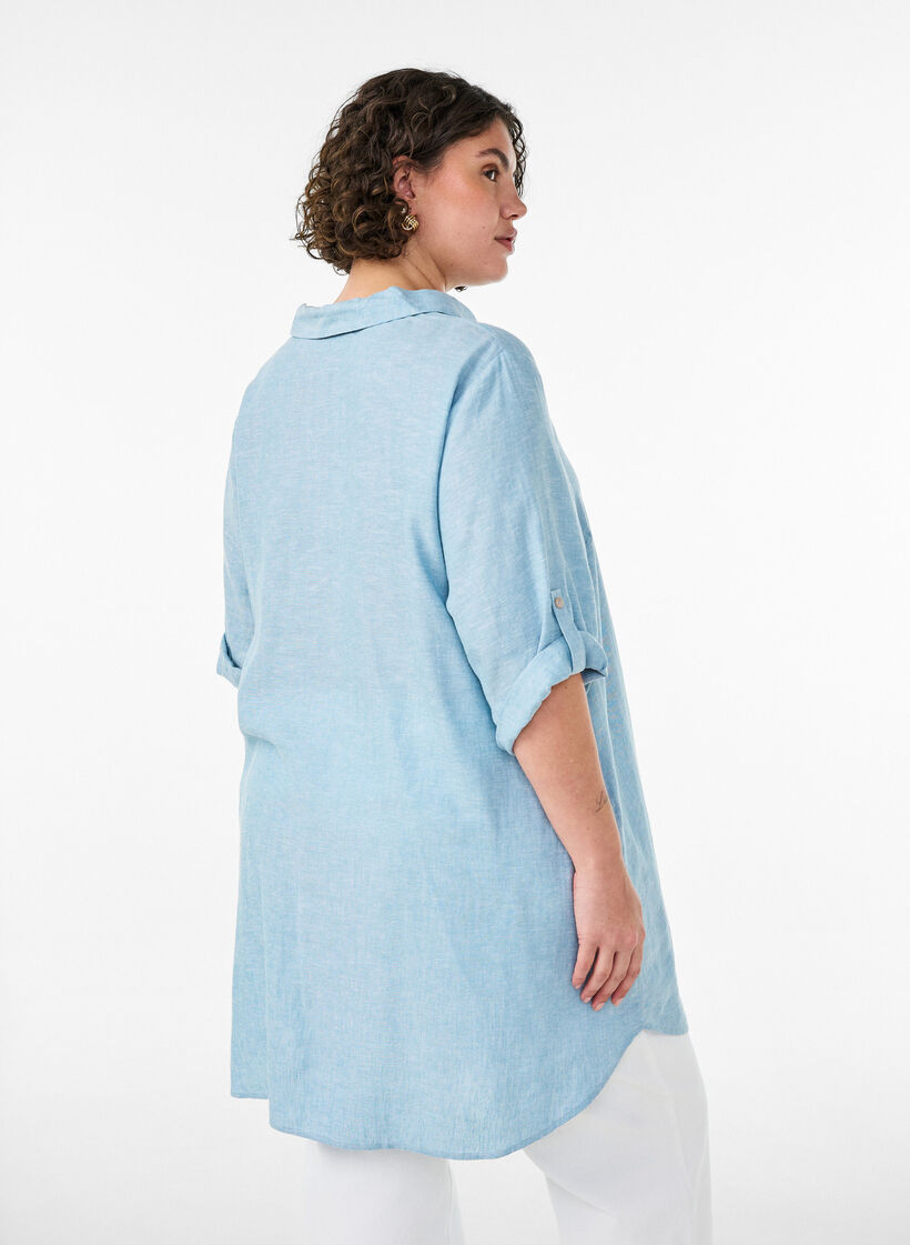 Tuniek van linnen en viscose met A-vorm, 2462, Model image number 2