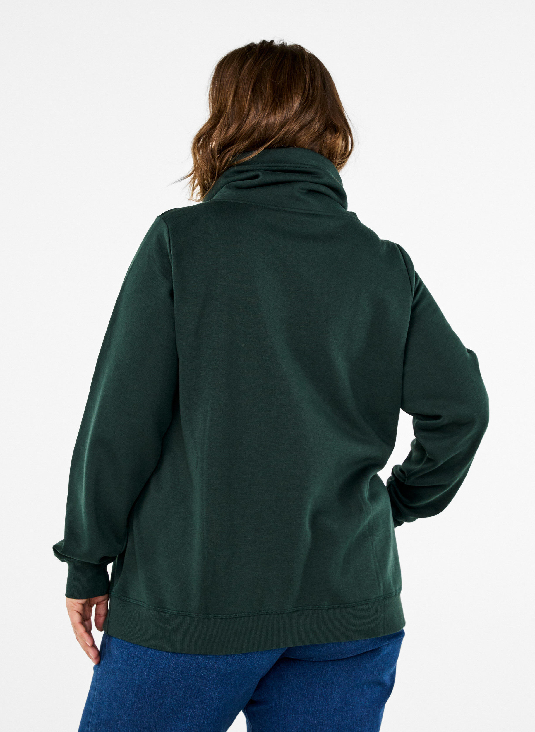Zizzi FLASH - Sweatshirt met hoge kraag, Scarab, Model image number 1