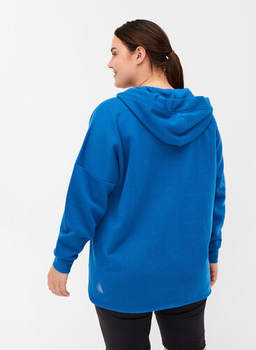 Sweatshirt met capuchon en split, Daphne Blue, Model image number 1