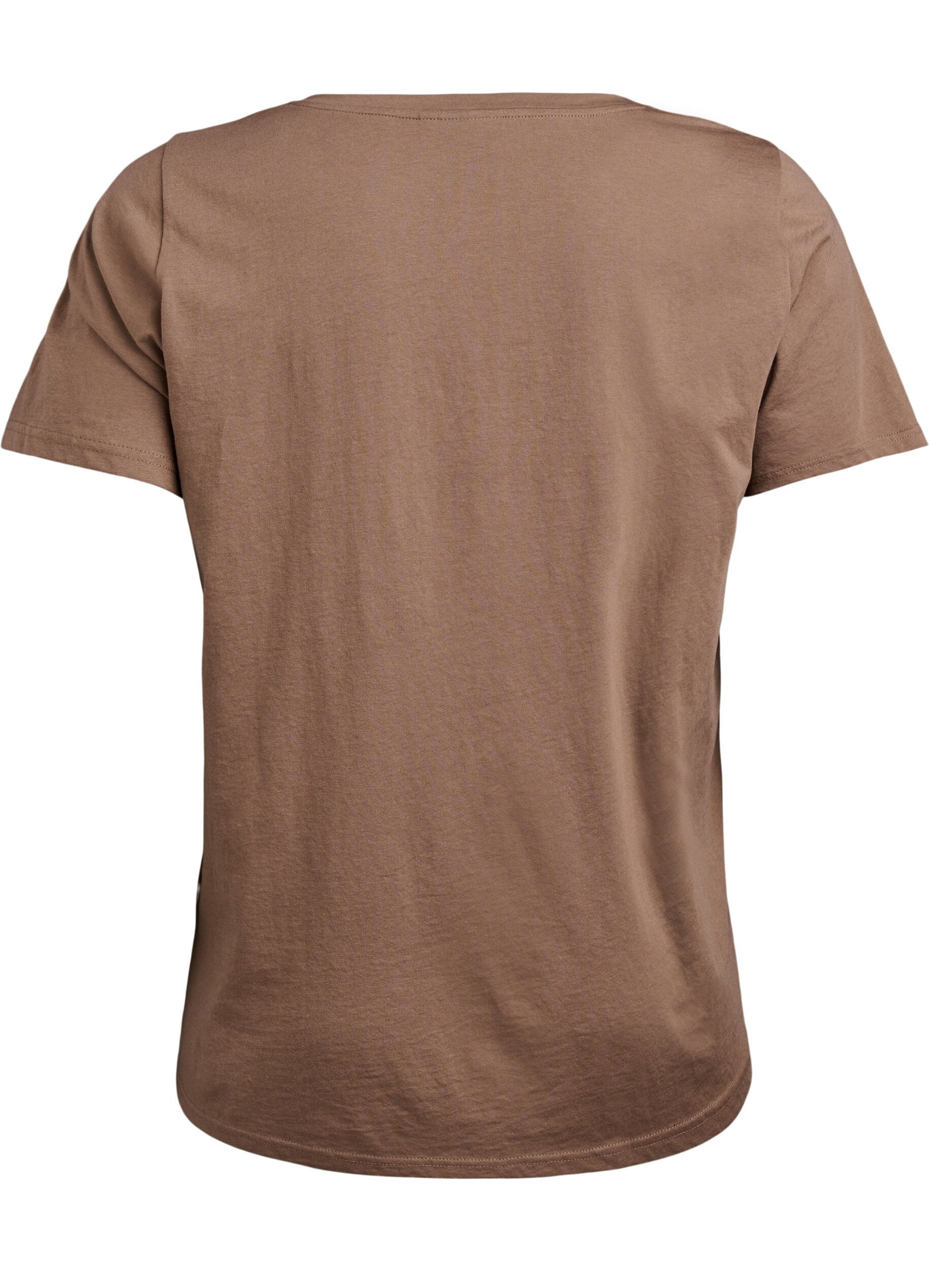 Zizzi T-shirt met V-hals, Bruin, Packshot image number 1