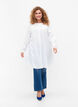 Lang viscose shirt met gestreepte structuur, Bright White, Model image number 2