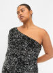 Korte one-shoulder jurk met pailletten, Black/Silver Sequins, Model image number 2