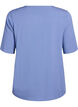 Geweven blouse met korte mouwen en ronde hals, Blauw, Packshot image number 1