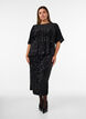 Paillettenblouse met mouwen tot de elleboog, Zwart, Model image number 1