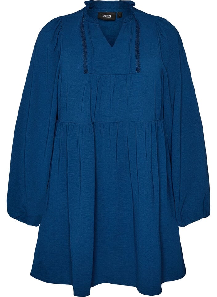 A-lijn jurk met een empirelijn, Blauw, Packshot image number 0