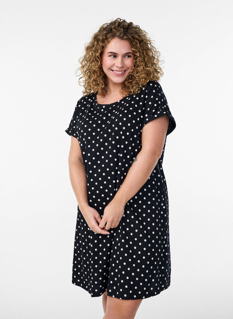 2-pack T-shirtjurk met korte mouwen, Zwart, Model image number 0