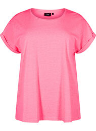 T-shirt van katoen in neon kleur, Neon pink