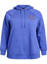 Hoodie met geborduurd frontmotief, Blauw