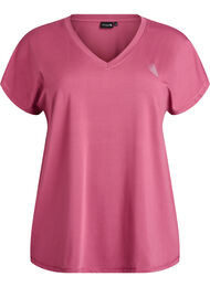 Losvallend sport T-shirt met V-hals, Rood