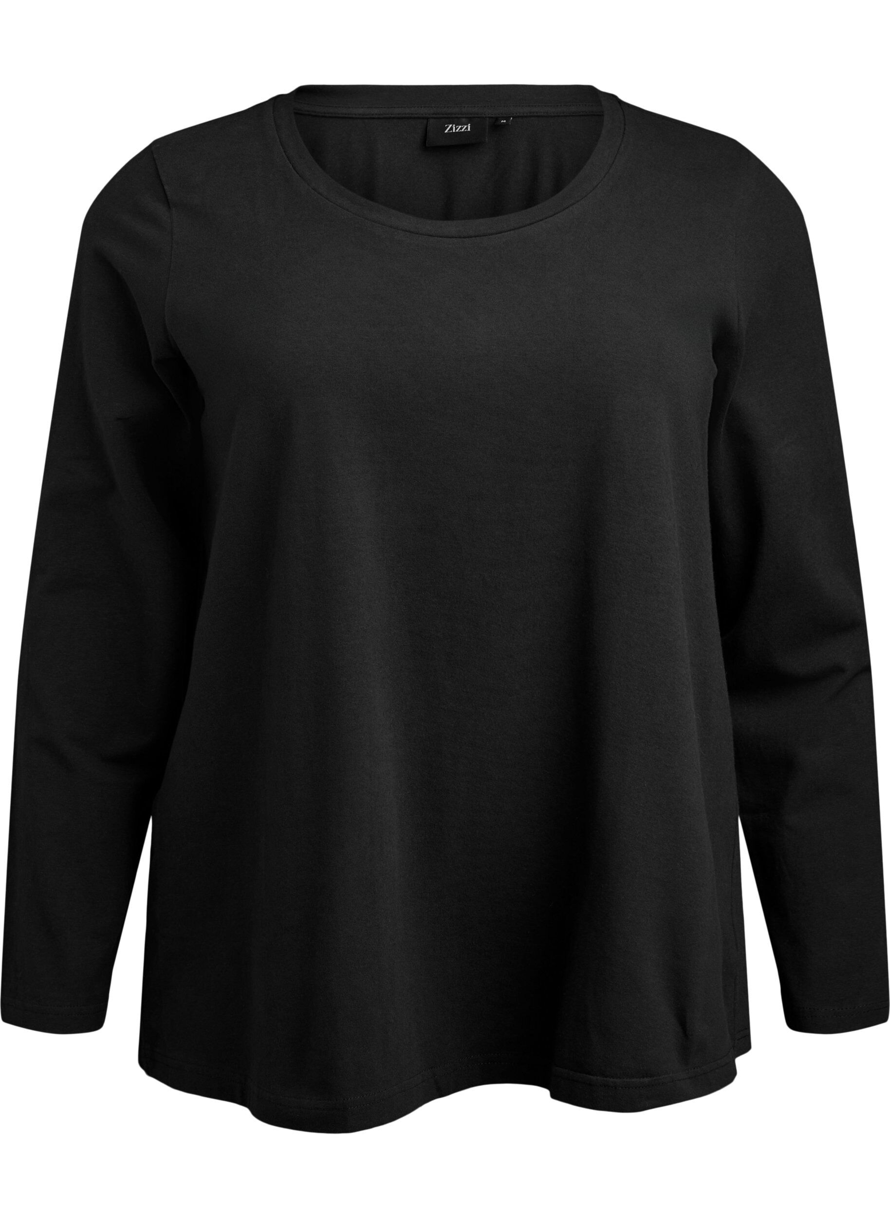 ZizziBasic jerseyblouse met lange mouwen, Zwart, Packshot image number 0