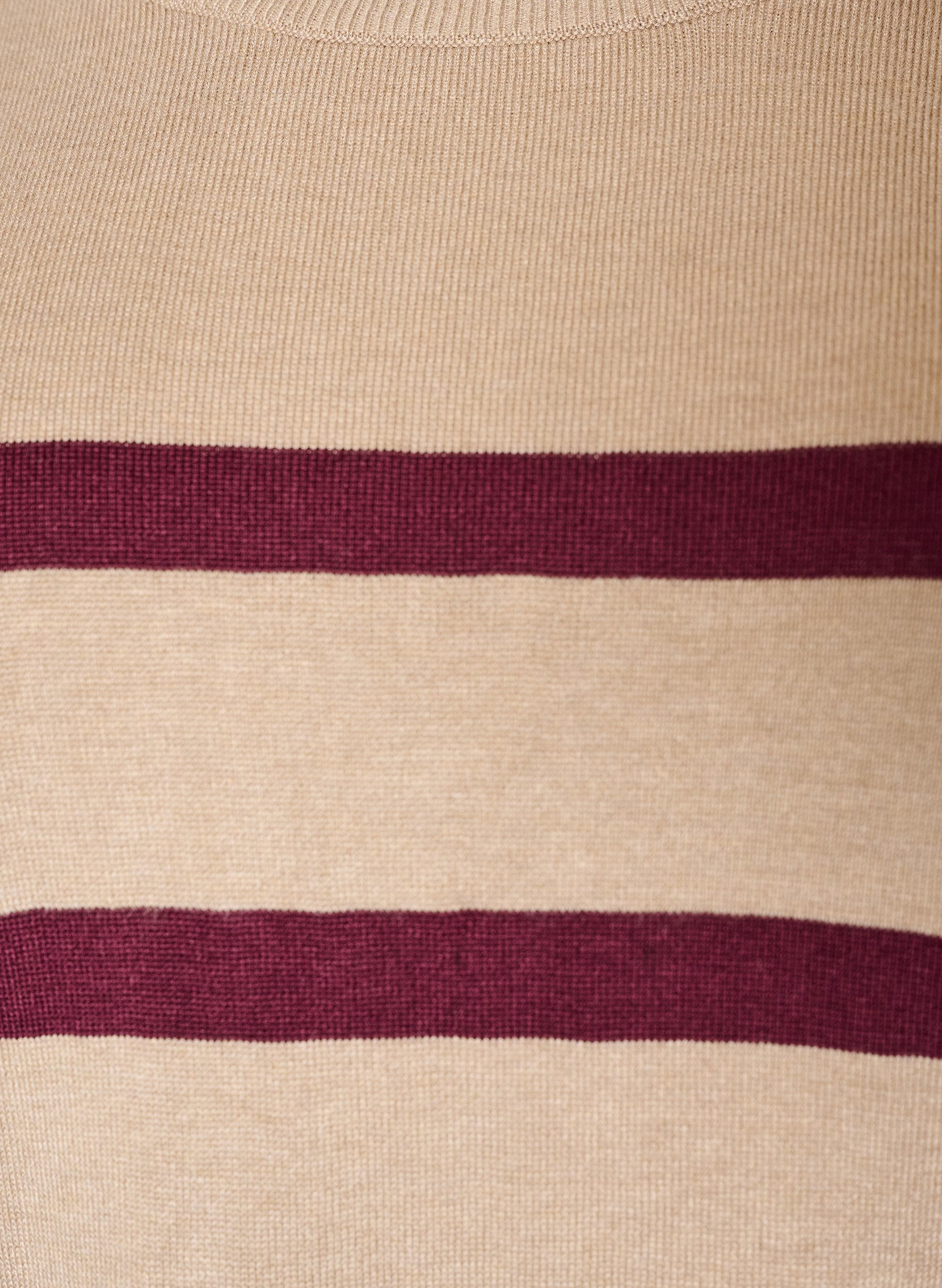 ZizziGestreepte top met korte mouwen in breisel, Beige, Packshot image number 2