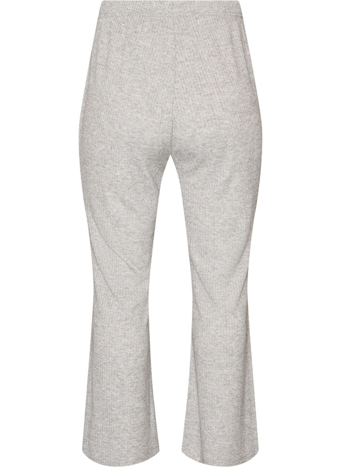 Jerseybroek met geribde textuur en flared pijpen, Grijs, Packshot image number 1