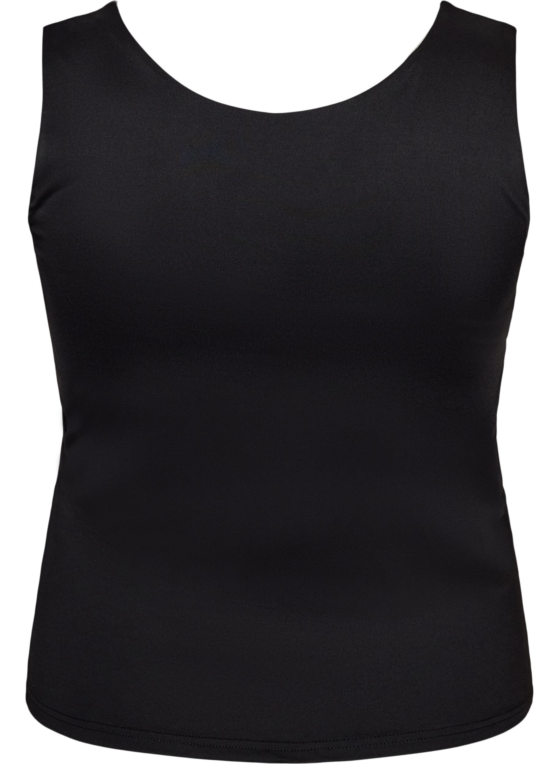 ZizziNauwsluitende basic top van een gladde stof, Zwart, Packshot image number 1