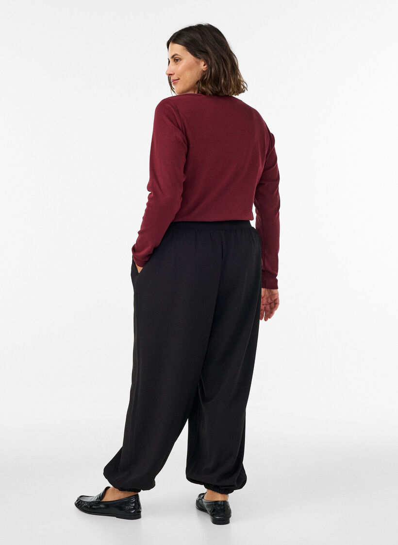 Jersey ballonbroek met hoge taille, Zwart, Model image number 1