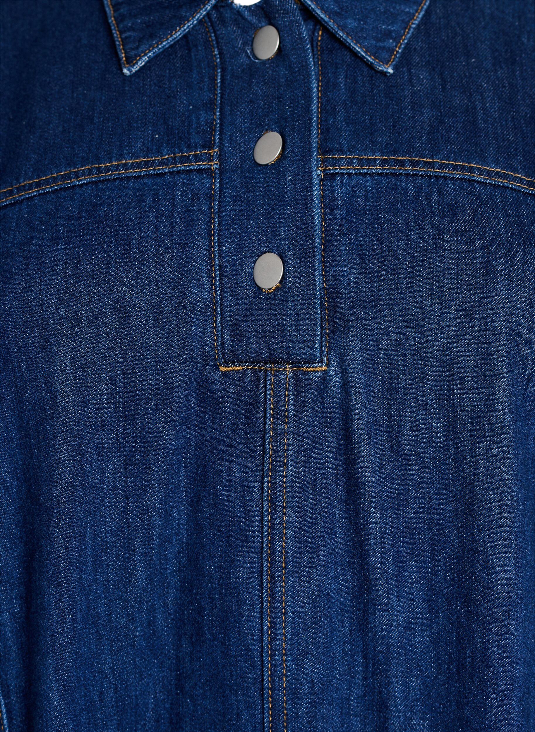 Zizzi Korte denimjurk met kraag en knoopsluiting, Blauw, Packshot image number 2