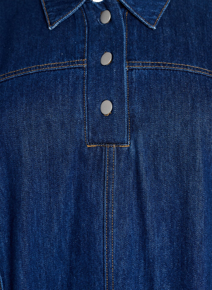 Korte denimjurk met kraag en knoopsluiting, Blauw, Packshot image number 2