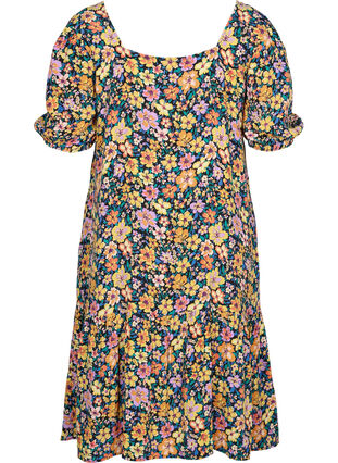 Gebloemde midi-jurk in viscose, Multi Flower AOP, Packshot image number 1