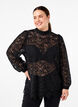Kanten blouse met strikdetail, Black, Model image number 0