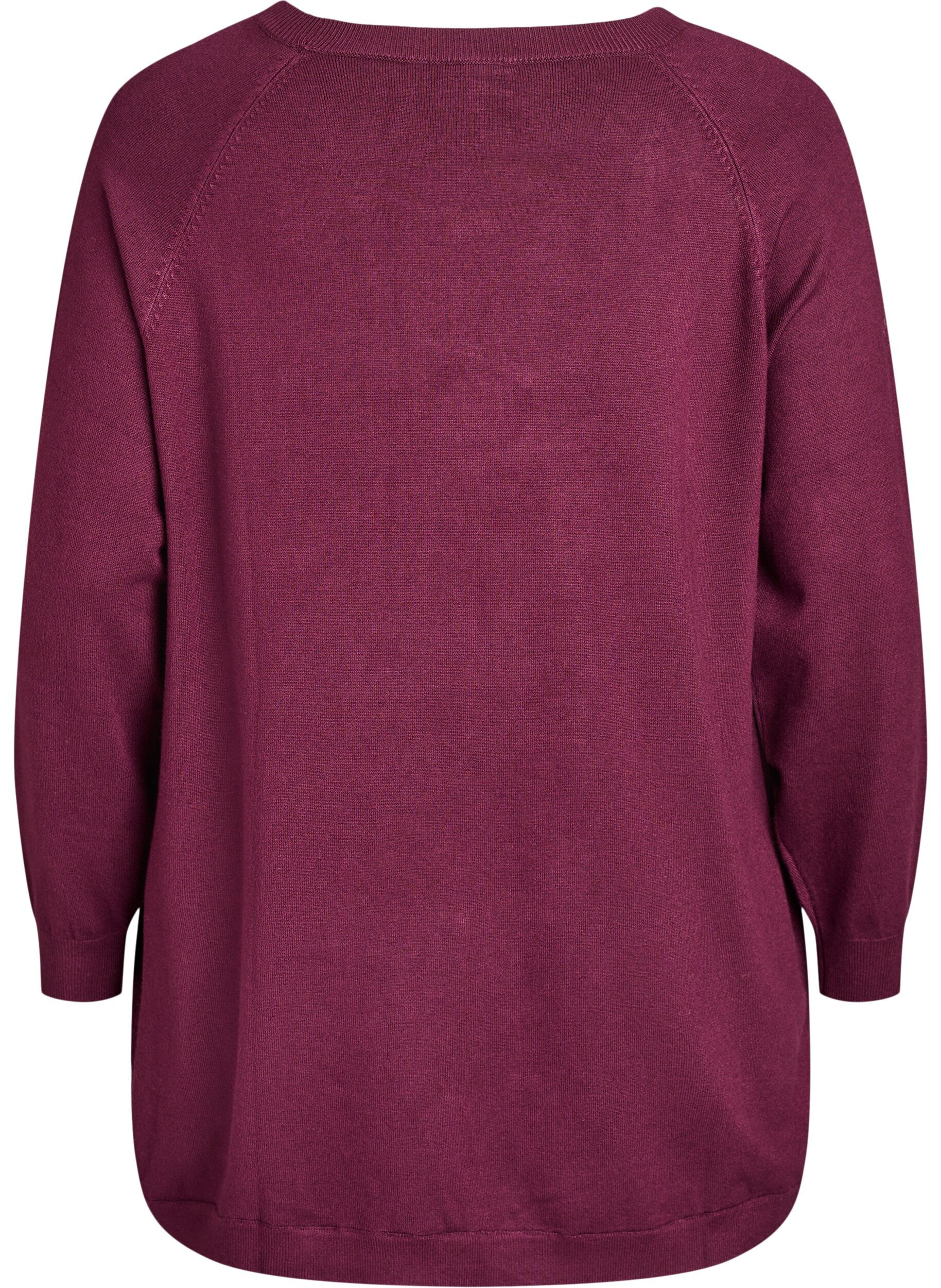 Zizzi Gebreide blouse met knoopjes aan de zijkant, Rood, Packshot image number 1