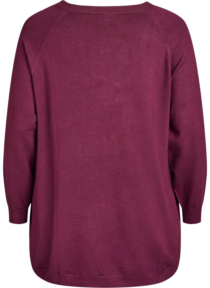 Gebreide blouse met knoopjes aan de zijkant, Rood, Packshot image number 1