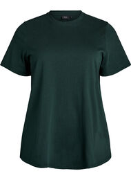 Basic katoenen T-shirt met ronde hals, Groen