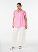 Viscose en linnen blouse met ruches aan de mouwen, Roze, Model image number 1