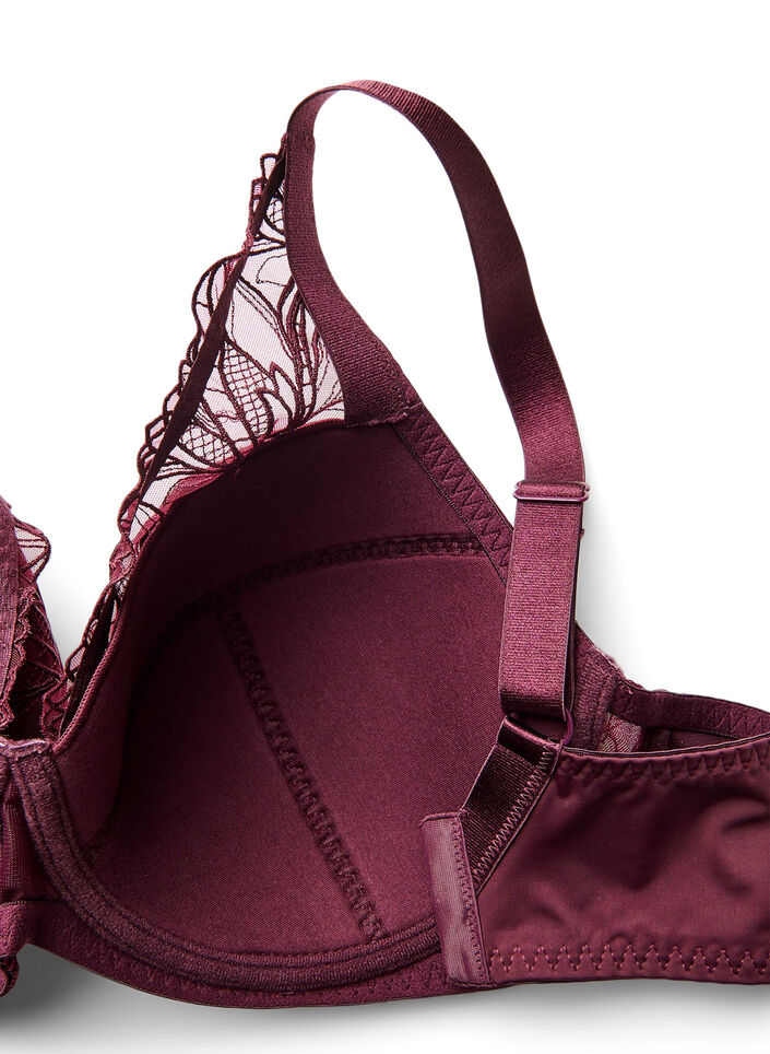 Gewatteerde kanten beha met beugel, Rood, Packshot image number 3